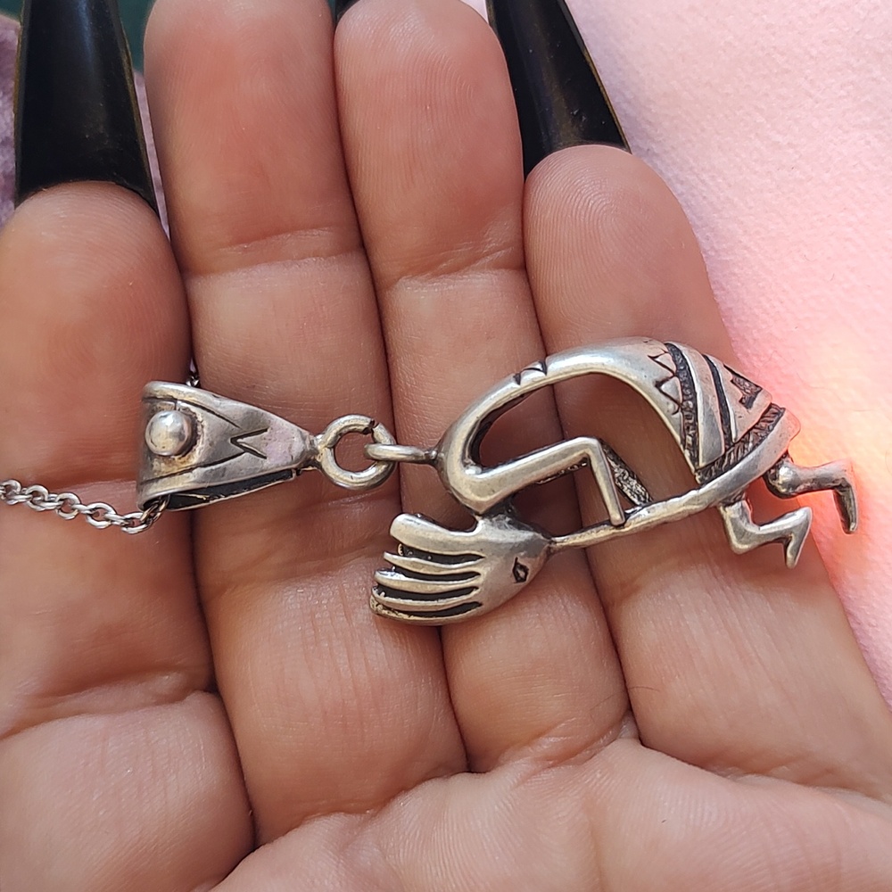 Sterling Silver Kokopelli Pendant Signed by The Zuni Tribe!
